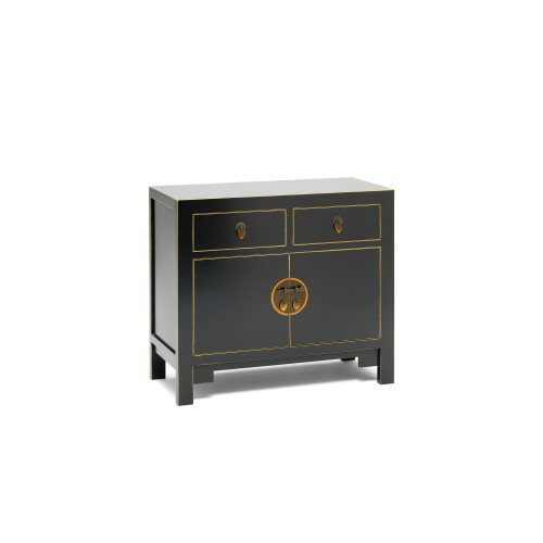 40507 - The Nine Schools Qing Black and Gilt Small Sideboard