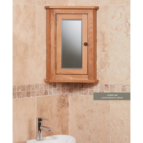 Bathroom Collection - Solid Oak Mirrored Corner Wall Cabinet