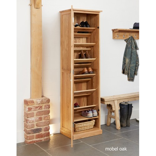 Mobel Oak Tall Shoe Cupboard