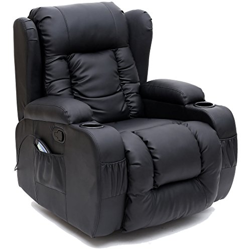 Arezzo Recliner Top Leather & PU 1 Seater Black