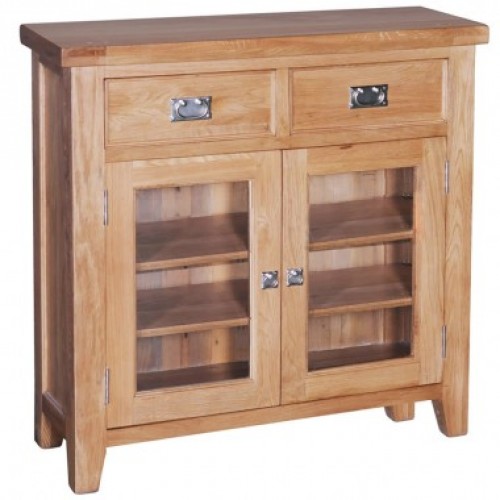 Elegance Oak Small Bookcase With Glass Door