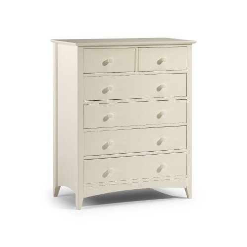 Cameo 4 Plus 2 Drawer Chest Stone White Finish