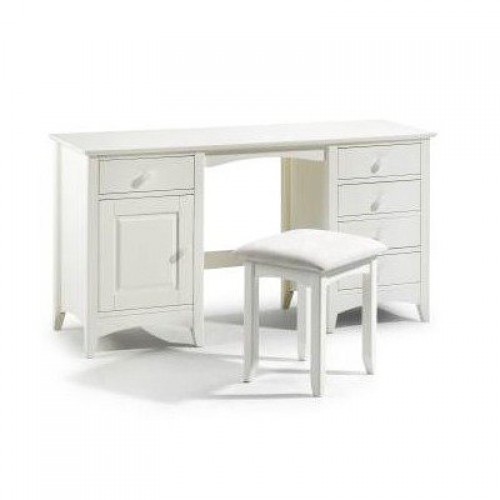 Cameo Twin Pedestal Dressing Table Stone White Finish