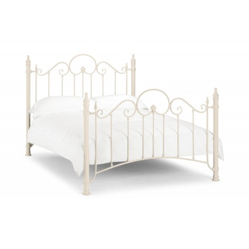 Paris Bed Stone White Finish 135cm Metal Bed