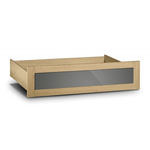 Strada Underbed Drawer Light Oak Finish In Smoked High Gloss