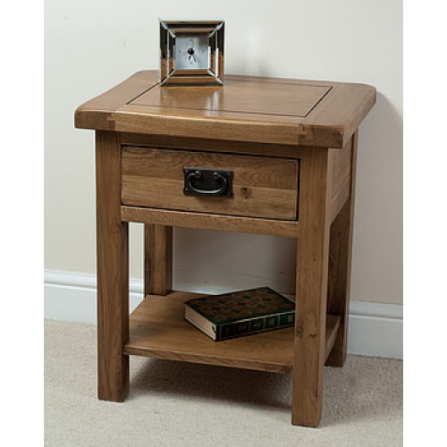 2 Drawer Lamp Table Rustic Oak