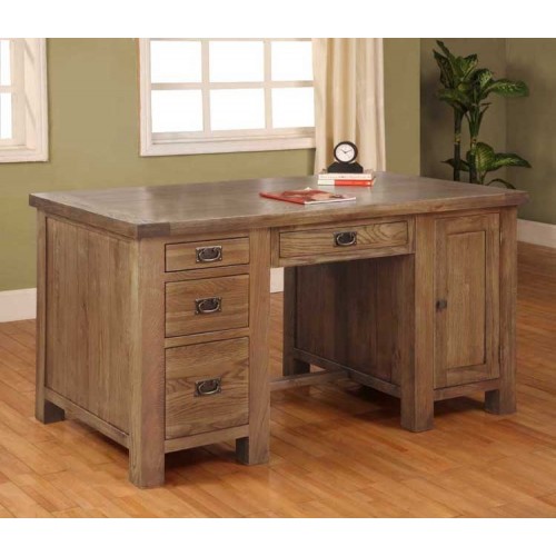 4 Drawer 1 Door Desk Rustic Oak