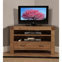 Corner TV Cabinet with1drawer and 2 shelves Rustic Oak