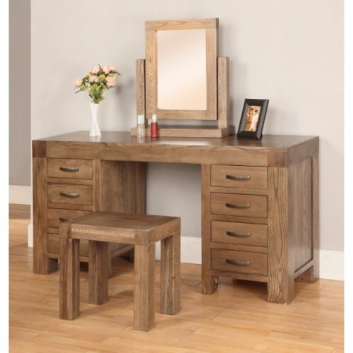 Desk or Dressing Table with 8 Drawers Rustic Oak