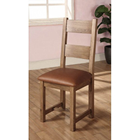 Dining Chair with Leather Seat Rustic Oak