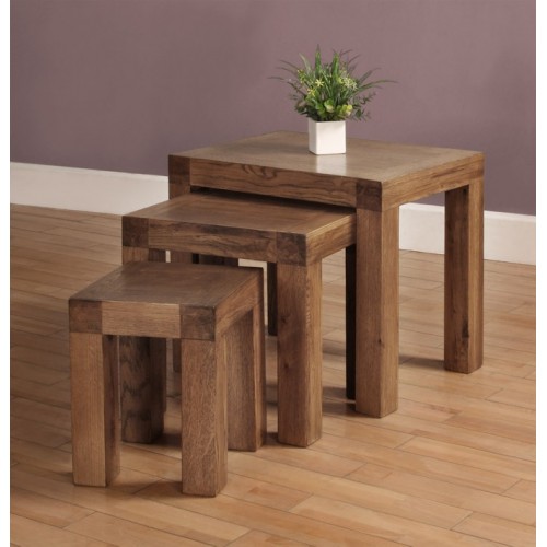 Nest of 3 tables Rustic Oak