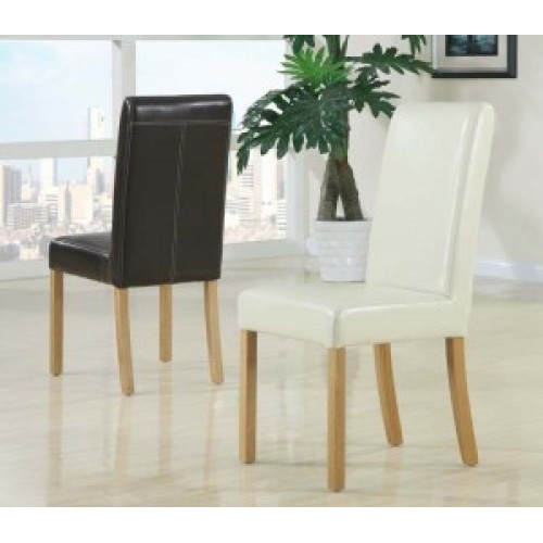 Barcelona ivory leather dining chair with light oak legs