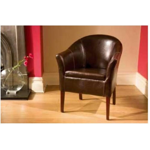 Boston dark brown tub chair with contrast stitching