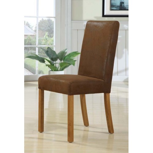 Madrid dining chair rubbed through leather effect with rustic oak legs