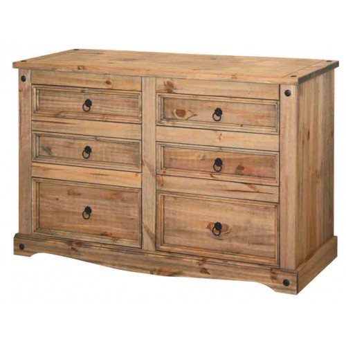 3+3 drawer wide chest  Corona Waxed Pine