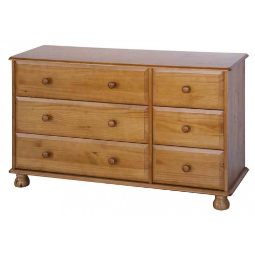 3+3 drawer wide chest Dovedale Antique Pine