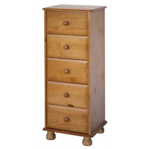 5 drawer narrow chest Dovedale Antique Pine