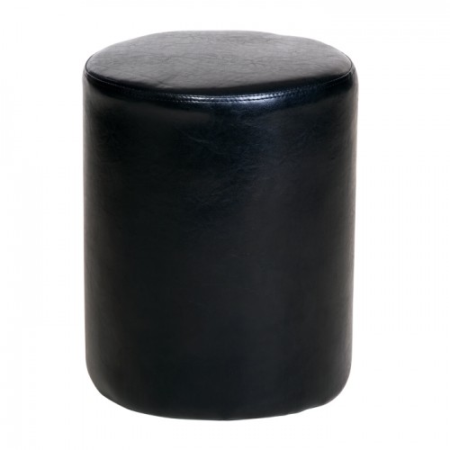 upholstered round stool in black faux leather Dovedale 