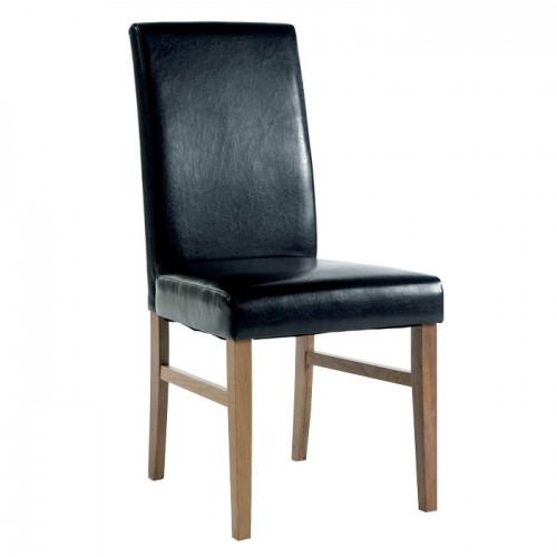 Upholstered Chair In Brown Faux Leather Traditional