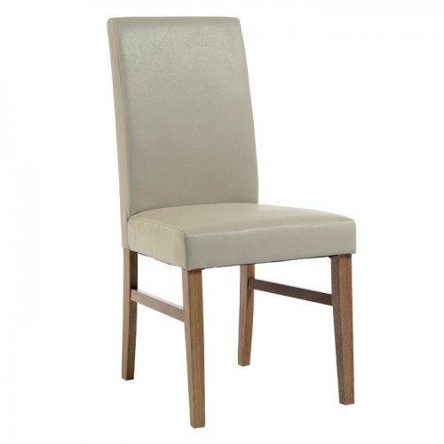 Upholstered Chair In Ivory Faux Leather Traditional