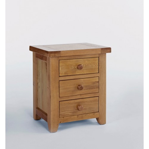 Devon Oak 3 Drawer Bedside