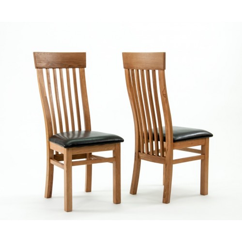 Devon Oak Curved Back Dining Chairs - PAIR