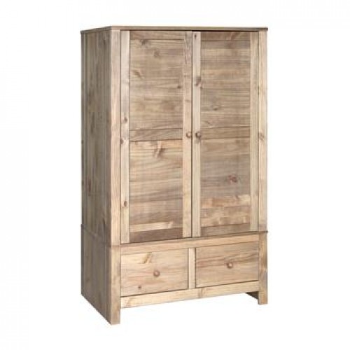 2 door,2 drawer wide wardrobe Hacienda Waxed Pine