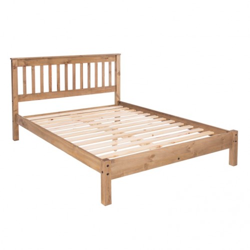 4'6" slatted lowend bedstead Hacienda Waxed Pine