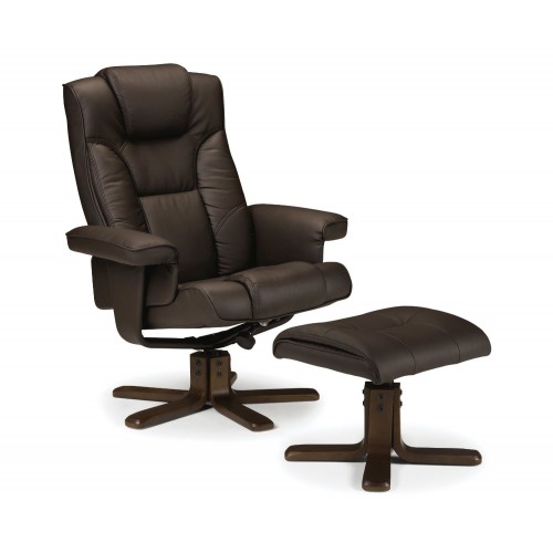 Althorpe Recliner with Footstool PU Brown