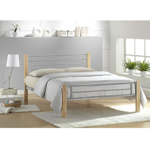 Amber Bed Double Silver/Beech