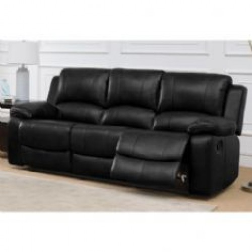 Andalusia Recliner LeatherGel & PU 3 Seater Black