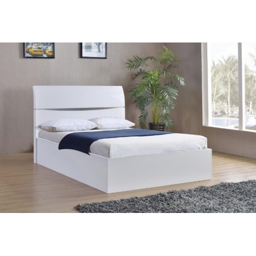 Arden White High Gloss Storage Bed Double