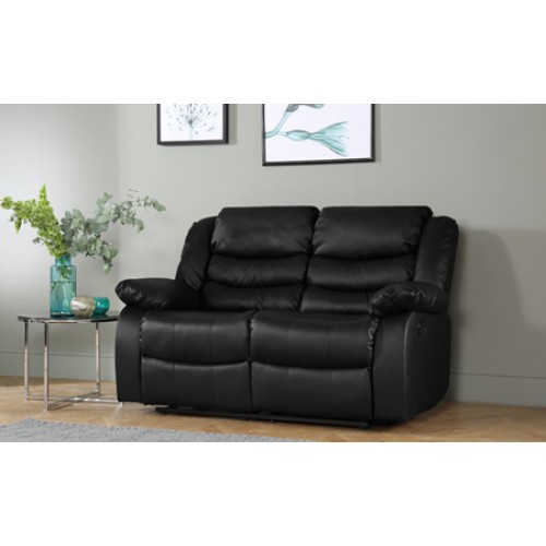 Arezzo Recliner Top Leather & PU 2 Seater Black