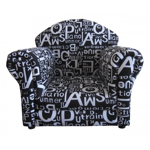Brady Kids Sofa Fabric Black with White Letters D