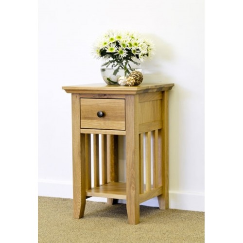 Hereford Rustic Oak 1 Drawer Narrow Bedside