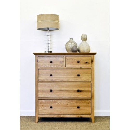 Hereford Rustic Oak 3+2 Drawer Chest