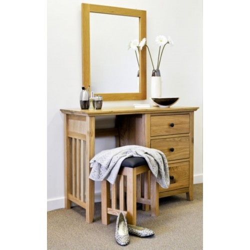 Hereford Rustic Oak Single Pedestal Dressing Table