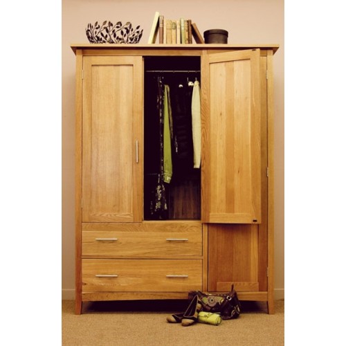 Hereford Oak Three Door Gents Wardrobe