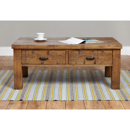 Heyford Rough Sawn Oak Four Drawer Coffee Table