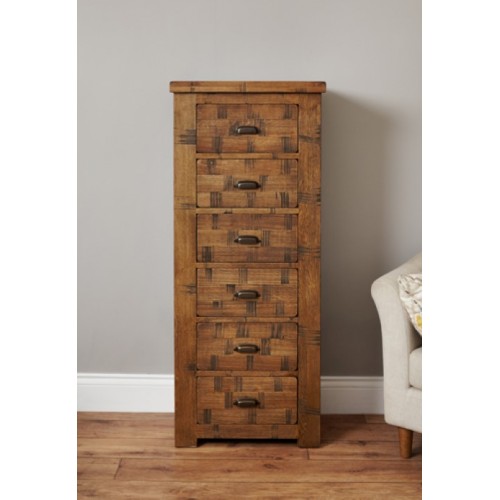 Heyford Rough Sawn Oak Tallboy (6 Drawer)