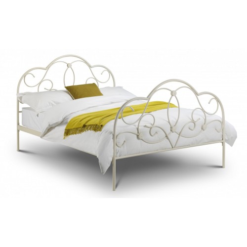 Arabella Bed Stone White Finish 135cm Metal Bed