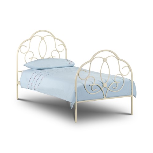 Arabella Bed Stone White Finish 150cm Metal Bed