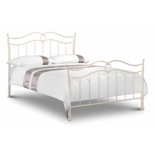 Florence Bed Stone White Finish 90cm Metal Bed