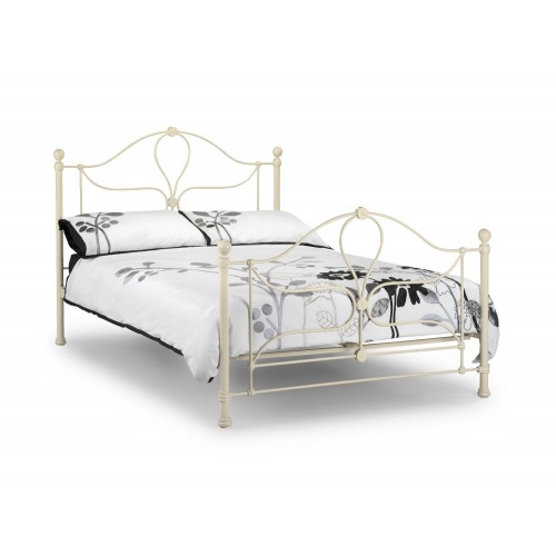 Paris Bed Stone White Finish 90cm Metal Bed