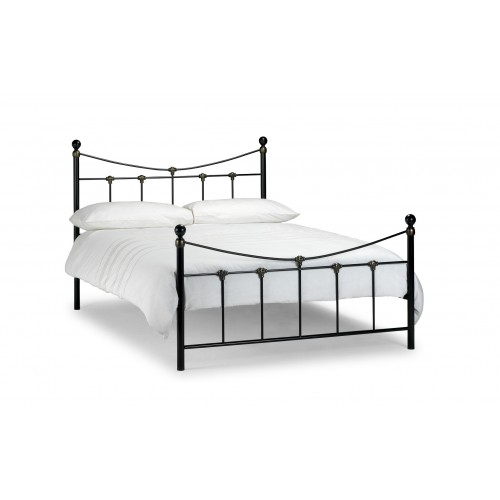 Rebecca Bed Satin Black With Antique Gold Finish 90cm Metal Bed