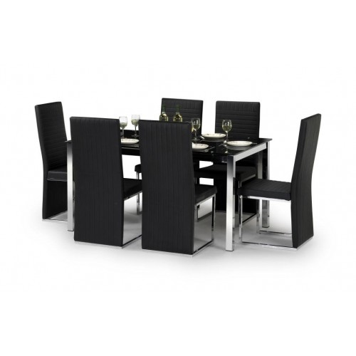 Tempo Chrome & Black Glass Dining Table Set