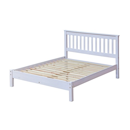 4'6" Slatted Lowend Bedsteadcorona White Washed