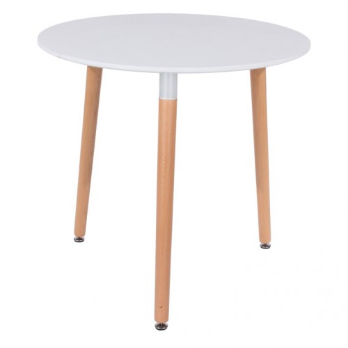 Round White Painted Table With Wooden Legs Aspen White Painted