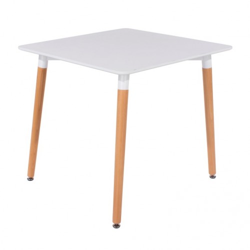Square White Painted Table With Wooden Legs Aspen White Painted