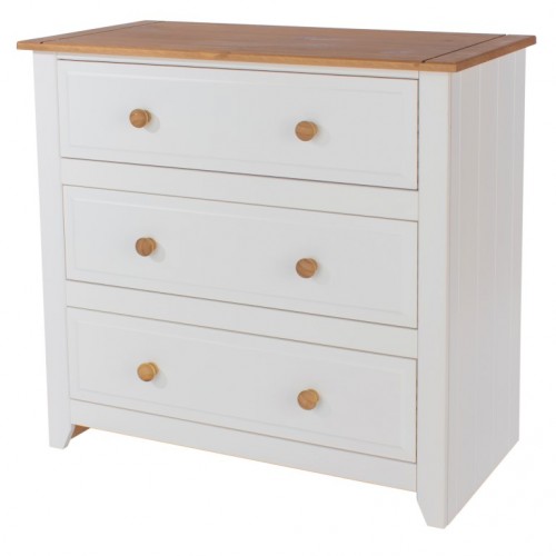 3 Drawer Chest Capri Waxed Pine & White